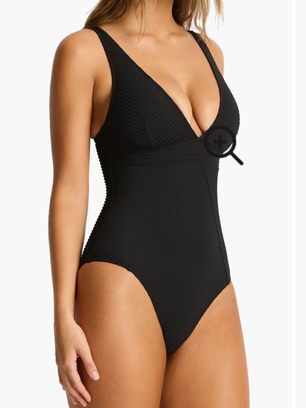Sea Level Panel Line One Piece Swimsuit Black Size US 10